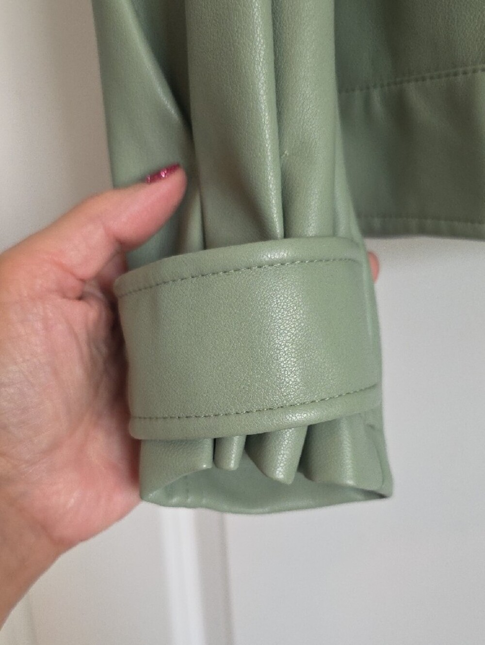 EUC Marc New York Light Sage Green Faux Leather Snap-Front Jacket Medium - Picture 2 of 9